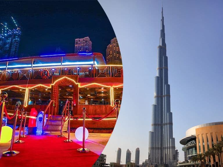 Dhow Cruise Dubai Marina and Burj Khalifa Entry Ticket