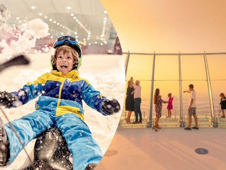 Ski Dubai Snow Park and View at the Palm