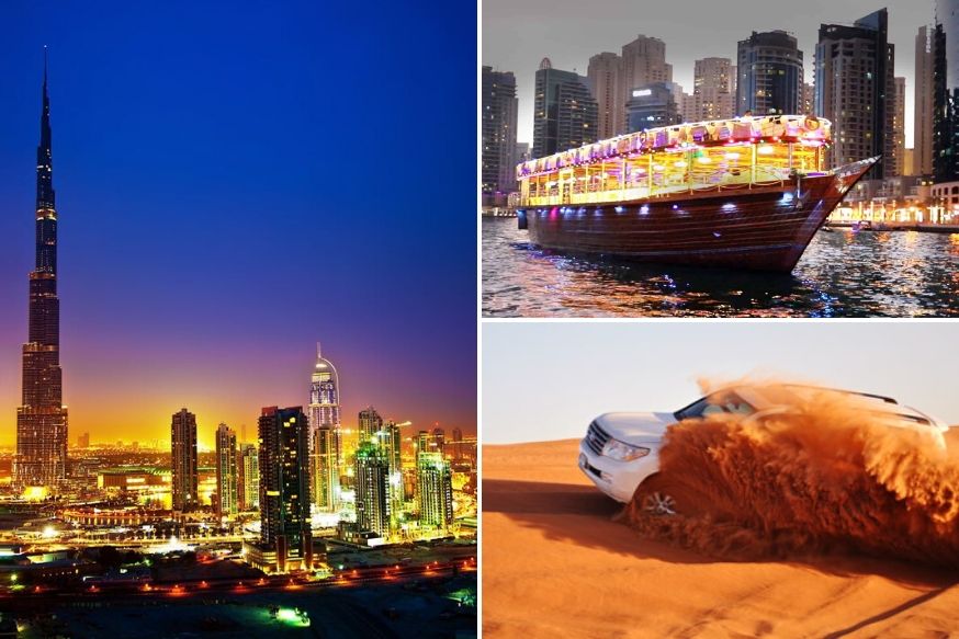 Dubai Trio Package | Desert Safari + Dhow Cruise Dubai Marina + Dubai City  Tour | BookMyTour